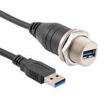 L-COM U3A00021-1M Cable USB, Tipo A Macho a Tipo A Hembra, 1 m, 3.3 ft, USB 3.0, Negro