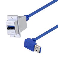 L-COM U3A00034-36I USB Cable, Type A Receptacle to 90° Type A Plug, 914.4 mm, 36 ", USB 3.0, Blue