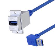 L-COM U3A00035-50I Cable USB, Tipo A Hembra a Tipo A 90° Macho, 1.3 m, 50 ", USB 3.0, Azul