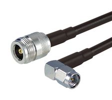 L-COM CA-SMRNFA002 RF / Coaxial Cable Assembly, 2 ft, 609.6 mm, CA-195, N Type Jack, SMA Right Angle Plug, 50 ohm