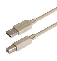 L-COM CSMUAB-4M USB Cable, Type A Plug to Type B Plug, 4 m, 13.1 ft, USB 2.0, Light Gray