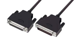 L-COM CSMUZ25MF-1 Computer Cable, D Sub 25 Position Plug, D Sub 25 Position Receptacle, 1 ft, 304.8 mm, Black