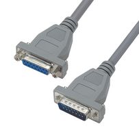 L-COM CSM15MF-1 Computer Cable, D Sub 15 Position Plug, D Sub 15 Position Receptacle, 1 ft, 304.8 mm, Gray
