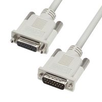 L-COM CS2N15MF-1 Computer Cable, D Sub 15 Position Plug, D Sub 15 Position Receptacle, 1 ft, 304.8 mm, Light Gray