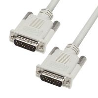 L-COM CS2N15MM-15 Computer Cable, D Sub 15 Position Plug, D Sub 15 Position Plug, 15 ft, 4.6 m, Light Gray