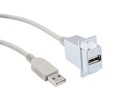 L-COM ECF504-120AAS USB Cable, Type A Plug to Type A Receptacle, 3.05 m, 120 ", USB 2.0, Light Gray