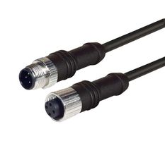 L-COM M12M12F4D-2 Sensor Cable, D Coded, M12 Plug, M12 Receptacle, 4 Positions, 2 m, 6.6 ft, M12M12F4D Series
