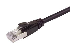 L-COM TRD695ABLK-50 Ethernet Cable, Cat6a, RJ45 Plug to RJ45 Plug, STP (Shielded Twisted Pair), Black, 15.2 m, 50 ft