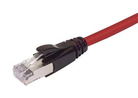 L-COM TRD695ARD-100 Ethernet Cable, Cat6a, RJ45 Plug to RJ45 Plug, STP (Shielded Twisted Pair), Red, 30.5 m, 100 ft