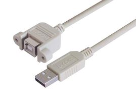 L-COM UPMBA-2M Cable USB, Tipo A Macho a Tipo B Hembra, 2 m, 6.6 ft, USB 2.0, Gris claro