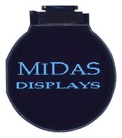 MIDAS DISPLAYS MCOT128128RV-BM OLED de Gráficos, 128 x 128 Pixels, Azul sobre Negro, 3 V, Multi, 36.98mm x 41.23mm, -40 °C