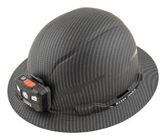 KLEIN TOOLS 60346 Safety Helmet, Premium Karbn Pattern, Non Vented, Full Brim Style, Class E, Lamp, PC/ABS, Black/Grey