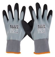KLEIN TOOLS 60389 Thermal Gloves, 90% Polyester, 10% Latex, Dipped, Black, Grey, Large