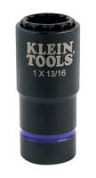 KLEIN TOOLS 66015 Impact Socket, 2-in-1, 12 Point, 1/2" Drive, 3.1" OAL, Steel
