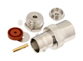L-COM LCCN3024 Conector Coaxial / RF, BNC Coaxial, Jack Recto, Soldadura, Abrazadera, 50 ohm, RG178