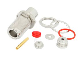 L-COM LCCN3028 Conector Coaxial / RF, N Coaxial, Jack Pasamuro Recto, Soldadura, Abrazadera, 50 ohm, RG178