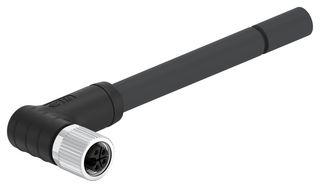 TE CONNECTIVITY T41514C9L14-006 Sensor Cable, L Code, Black, 90° M12 Receptacle, Free End, 4 Positions, 7 m, 23 ft, T415 Series