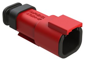AMPHENOL SINE/TUCHEL ATM04-4P-SR01RD Automotive Connector Housing, Red, ATM Series, Receptacle, 4 Positions