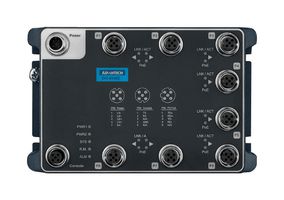 ADVANTECH EKI-9508E-MPW-B Switch, 8 Ports, Industrial, Managed PoE Fast Ethernet, Wall, M12 4-Pin D-Coded x 8