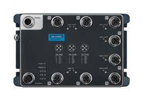 ADVANTECH EKI-9508E-MW-B Switch, 8 Ports, Industrial, Managed Fast Ethernet, Wall, M12 4-Pin D-Coded x 8, 10Mbps, 100Mbps