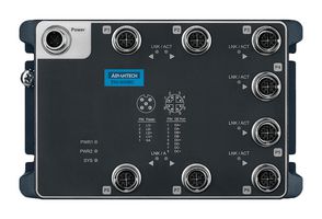 ADVANTECH EKI-9508G-W-B Switch, 8 Ports, Industrial, Unmanaged Gigabit Ethernet, Wall, M12 8-Pin X-Coded x 8