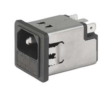 SCHURTER 5200.1043.1 Filtered IEC Power Entry Module, IEC C14, General Purpose, 10 A, 250 VAC, 1-Pole Fuse Holder