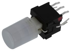 E-SWITCH LP4OA1PBCTR Industrial Pushbutton Switch, LP4 Series, DPDT-DB, On-(On), Round, Transparent