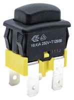 E-SWITCH PA41EC1100 Botón Pulsador, PA4 Series, DPST, Apagado-(Encendido), Rectangular, Negro