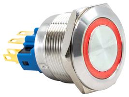 E-SWITCH PV7F2Y0SS-313 Vandal Resistant Switch, 6V LED, PV7 Series, 0.87 ", SPDT-DB, Off-(On) / On-(Off), Round Flat