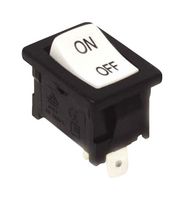 E-SWITCH RA11131123 Rocker Switch, Curved, IP54, Off-On, SPST, Non Illuminated, Panel, Snap-In, Black, RA1 Series