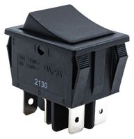 E-SWITCH RB246C1100 Rocker Switch, IP54, On-Off-On, DPDT, Non Illuminated, Panel, Snap-In, Black, RB2 Series