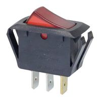 E-SWITCH RSC141D1000-116 Rocker Switch, Off-On, SPST, Illuminated, Panel Mount, Red, RSC Series