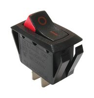 E-SWITCH RSC341D1A81 Rocker Switch, Off-On, SPST, Non Illuminated, Panel Mount, Black, Red, RSC Series