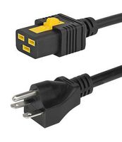 SCHURTER 6051.2042 Mains Power Cord, Volex C19 to NEMA 6-15P, 8.2ft, 15A, 250VAC, Black