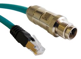 STEWART CONNECTOR BM-MARM100M Sensor Cable, X-Code, M12 Plug, RJ45 Plug, 8 Positions, 10 m, 32.8 ft, BM Series