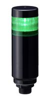 PATLITE (U.S.A.) LR6-102W4NK-G Signal Tower, 1 Tier, Green, 4 Pin M12 Connector, 24 VDC, IP65, Black Body, -20 to 50 °C