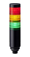 PATLITE (U.S.A.) LR6-302W8NK-RYG Signal Tower, 3 Tier, Amber/Green/Red, 8 Pin M12 Connector, 24VDC, IP65, Black Body, -20 to 50 °C