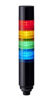 PATLITE (U.S.A.) LR6-402W8BK-RYGB Signal Tower, 4 Tier, Amber/Blue/Green/Red, 88 dB, 8 Pin M12 Connector, 4 Tone, 24 V, IP65, Black