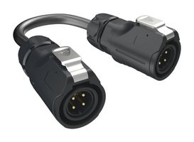 AMPHENOL COMMUNICATIONS SOLUTIONS MRDBM04CBPA00 Ensamble de Cable Circular, IP67, Plug Circular a Plug Circular, 4 Posiciones, 3.3 ft, 1 m, Negro