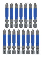 WIHA 70242 Impact Bits, 1/4", #2 Phillips, 15 Pieces, TerminatorBlue Series