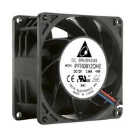 DELTA ELECTRONICS PFR0612XHE-SP00 DC Axial Fan, 12 V, Square, 60 mm, 38 mm, Ball Bearing, 76.16 CFM