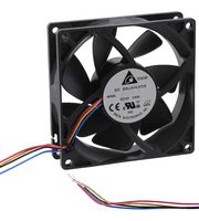 DELTA ELECTRONICS QFR0912VH-SP00 DC Axial Fan, 12 V, Square, 92 mm, 25.4 mm, Ball Bearing, 74.78 CFM