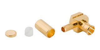 AMPHENOL RF 252102-75 RF / Coaxial Connector, MCX Coaxial, Right Angle Plug, Solder, 75 ohm, RG179/U, RG187A/U, Brass