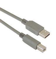 L-COM ECUSBAB-05M USB Cable, Type A Plug to Type B Plug, 500 mm, 19.7 ", USB 2.0, Gray