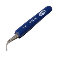 AVEN 18072-ER Tweezers, ESD Safe, Style 7, Curve/Pointed, Stainless Steel Body, 4.75"
