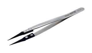 AVEN 18762 Tweezers, Component Handling/ESD Safe, Style 5, 5" Overall Length, Carbon Fiber, Accu-Tek Series