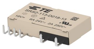 TE CONNECTIVITY SRS2-113-D018-13 Relevador de Seguridad, Monoestable CD, 18 VDC, SPST-NO, SPST-NC, SRS2 Series, Agujero Pasante, 6 A