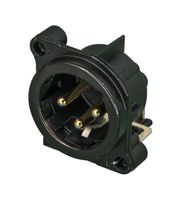 NEUTRIK NC3MBH-B XLR Connector, 3 Contacts, Plug, Panel PCB Mount, Gold Plated Contacts, B Series