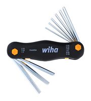 WIHA 35197 Hex Key Set, Fold-Out, 5/64", 3/32", 7/64", 1/8", 9/64", 5/32", 3/16", 7/32", 1/4" Hex Keys, 9 Piece