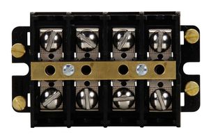 EATON BUSSMANN KUXSC6-WWCPT Panel Mount Barrier Terminal Block, w/Short Strap & Screw, 2 Row, 6 Positions, 22 AWG, 6 AWG